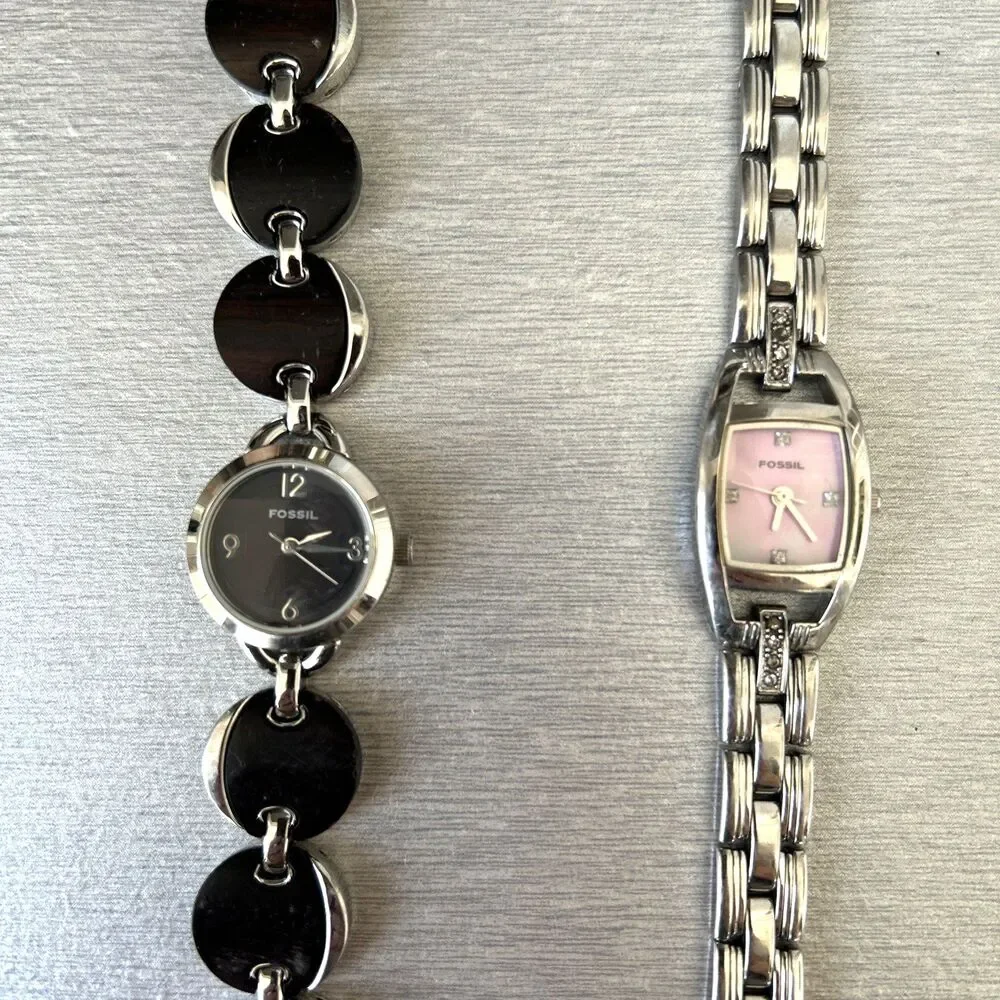 Lot of 2 Fossil Women's Watches Stainless Steel Bracelet Strap ES-9954 & ES-1871